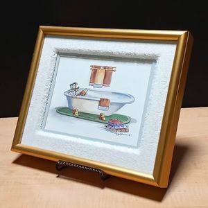 Vintage Framed "Old Footed Tub" Print by Peggy Abrams